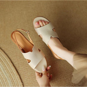 Comfortable Open Toe Low Heel Suede Women Sandals