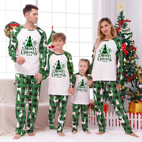 Red Plaid Merry Christmas Pajamas Family Matching Outfits Xmas Tree and Snowflake