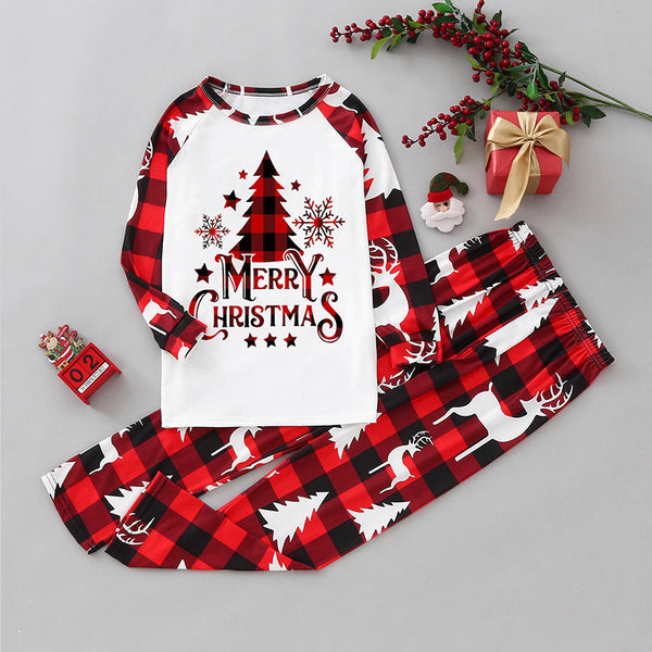 Red Plaid Merry Christmas Pajamas Family Matching Outfits Xmas Tree and Snowflake