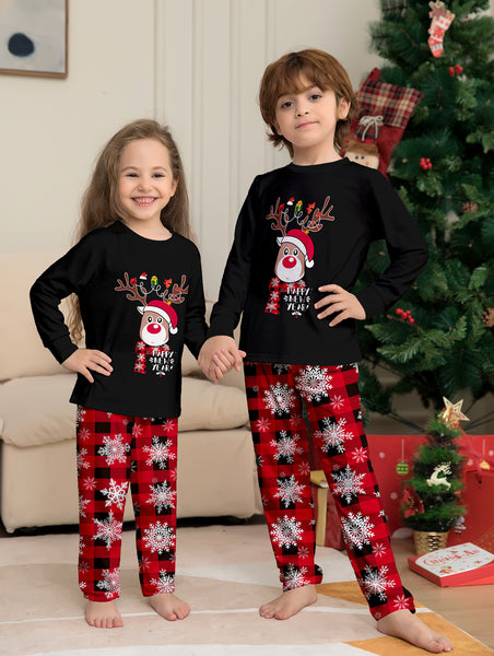 Black Christmas Pajamas Snowflake Family Matching Outfits