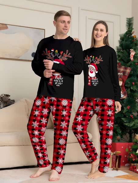 Black Christmas Pajamas Snowflake Family Matching Outfits