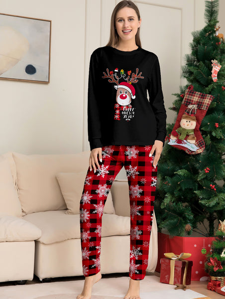 Black Christmas Pajamas Snowflake Family Matching Outfits