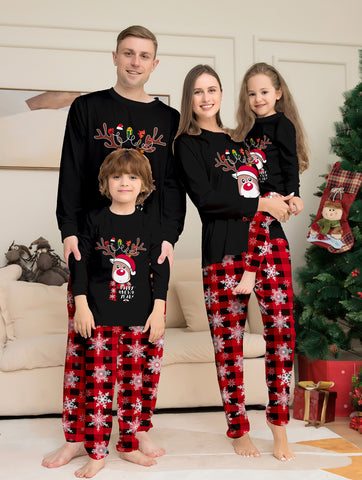 Black Christmas Pajamas Snowflake Family Matching Outfits