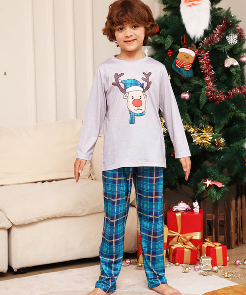 Blue Christmas Pajamas Family Matching Outfits