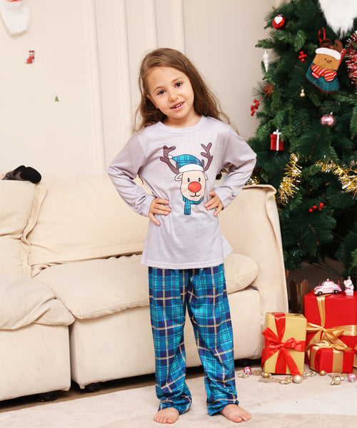 Blue Christmas Pajamas Family Matching Outfits