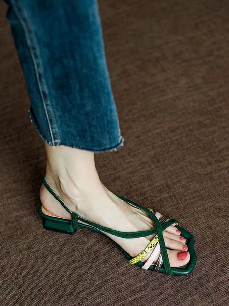 Elegant Suede Chunky Heel Women Sandals