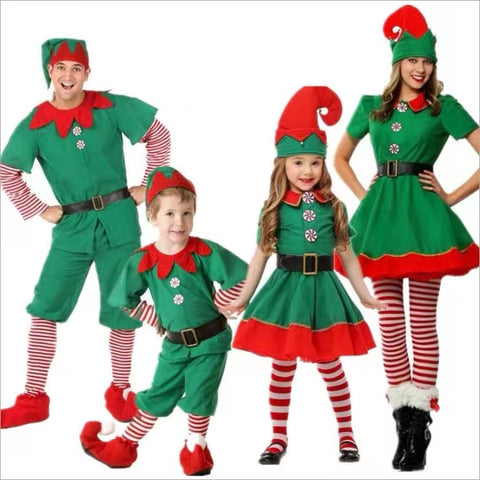 Christmas Outfit Girls Boys Elf Costumes with Hat Socks Belt