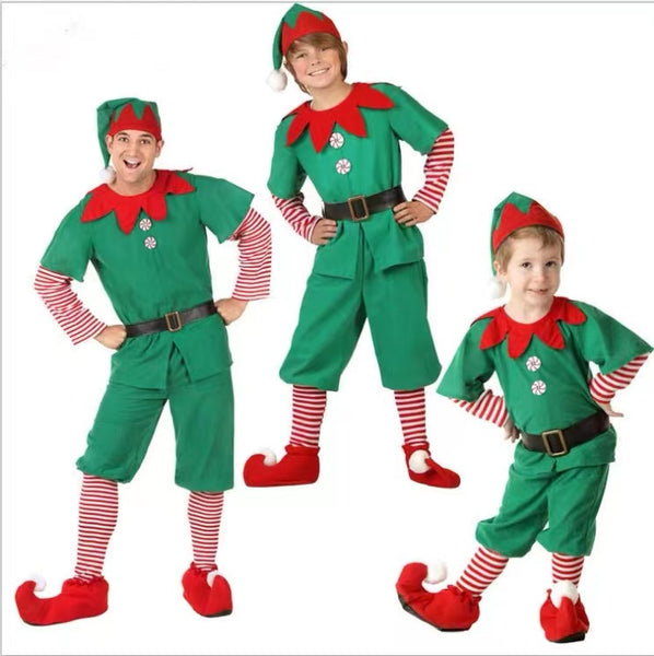 Christmas Outfit Girls Boys Elf Costumes with Hat Socks Belt