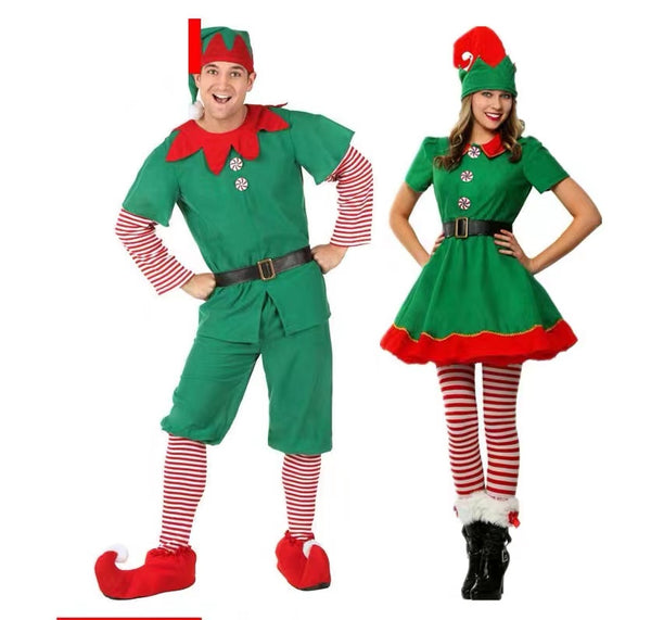 Christmas Outfit Girls Boys Elf Costumes with Hat Socks Belt