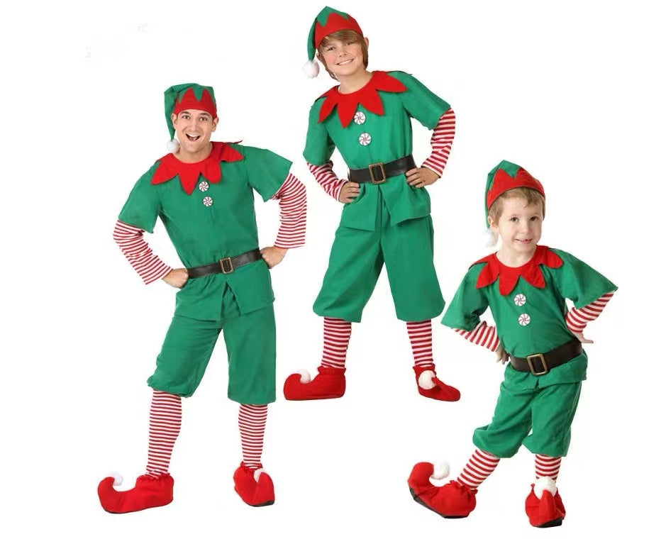 Christmas Outfit Girls Boys Elf Costumes with Hat Socks Belt