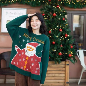 Oversized Christmas Sweater Round Neck Pullover