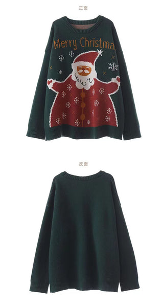 Oversized Christmas Sweater Round Neck Pullover