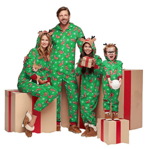 Hooded Christmas Reindeer Print Family Matching Outfits Dark Navy