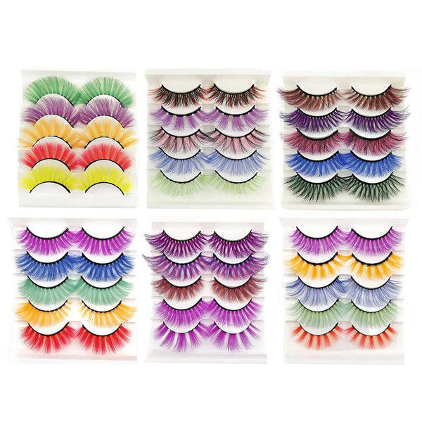 5 Pairs Fluffy Colorful Magnetic False Eyelashes