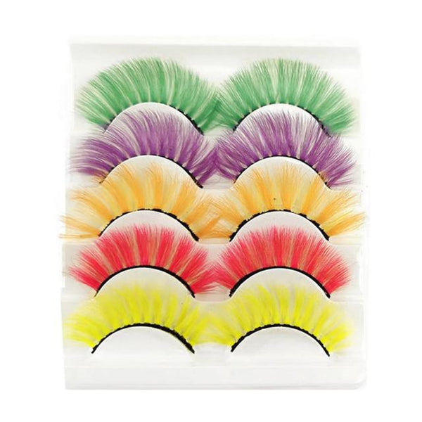 5 Pairs Fluffy Colorful Magnetic False Eyelashes