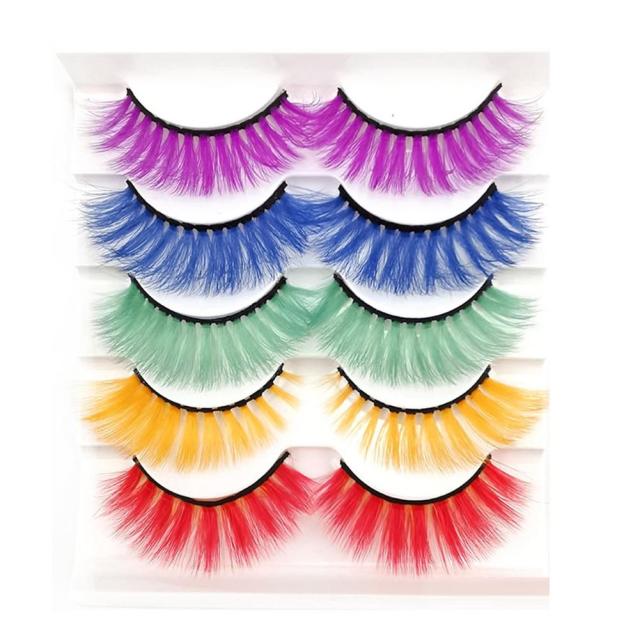 5 Pairs Fluffy Colorful Magnetic False Eyelashes