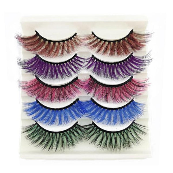 5 Pairs Fluffy Colorful Magnetic False Eyelashes