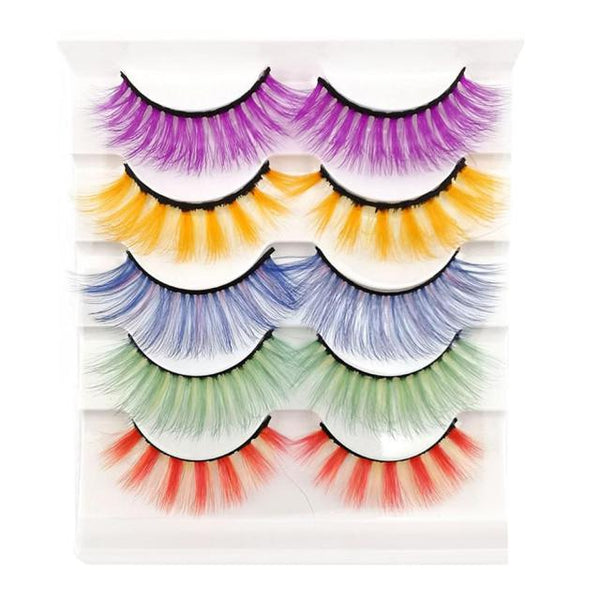 5 Pairs Fluffy Colorful Magnetic False Eyelashes