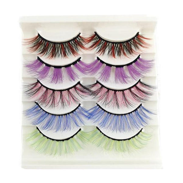 5 Pairs Fluffy Colorful Magnetic False Eyelashes