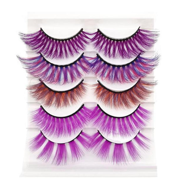 5 Pairs Fluffy Colorful Magnetic False Eyelashes