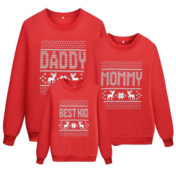 Christmas Sweatshirt for Family with Cute Deer Print