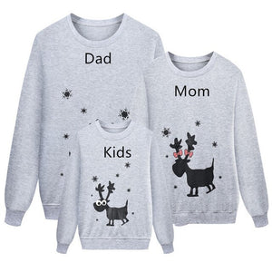 Christmas Sweatshirt for Family with Cute Deer Print