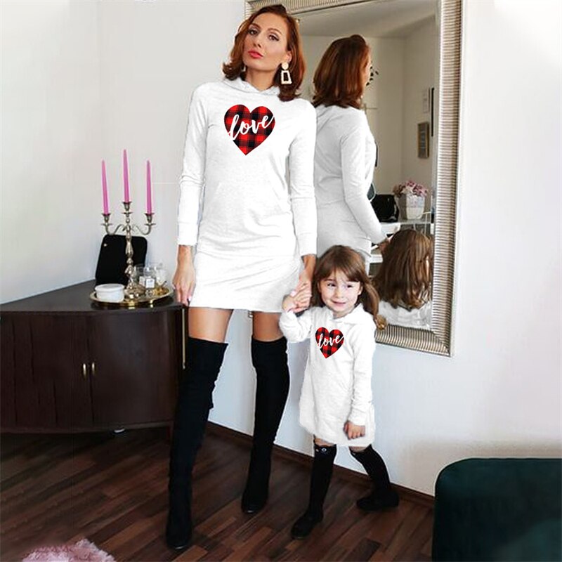 Mother Daughter Love Hooded Dress Sweetheart Love