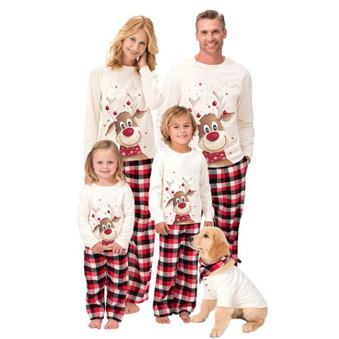 Christmas Family Matching Outfits Plaid Reindeer