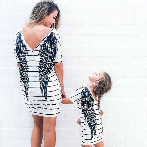 Mother Daughter Short Sleeve Striped Dress