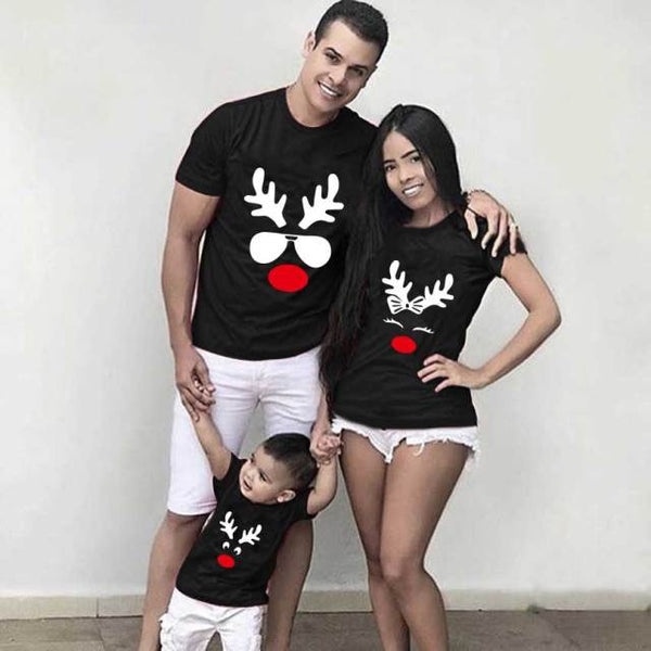 Deer Print  Short Sleeve Christmas Family Matching T-shirts