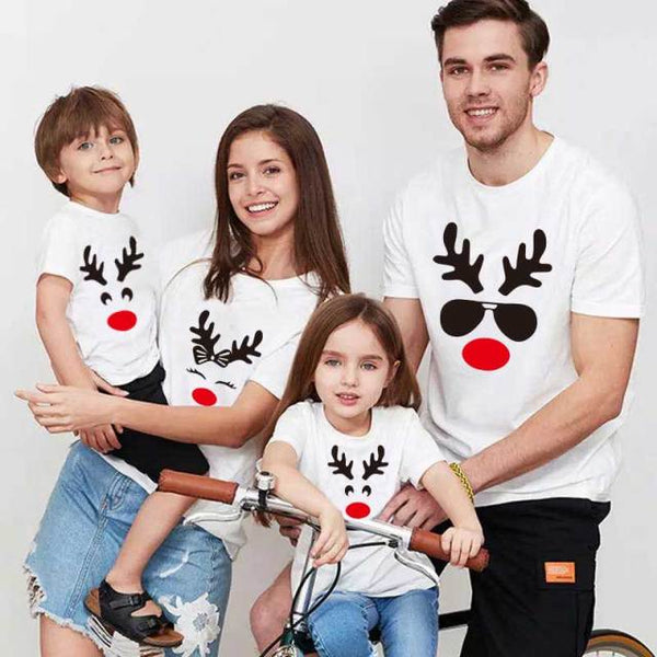 Deer Print  Short Sleeve Christmas Family Matching T-shirts