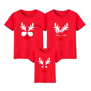 Deer Print  Short Sleeve Christmas Family Matching T-shirts